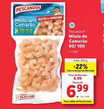 Lidl Pescanova Miolo de Camarão 80/100 Emb. 350 g promoção