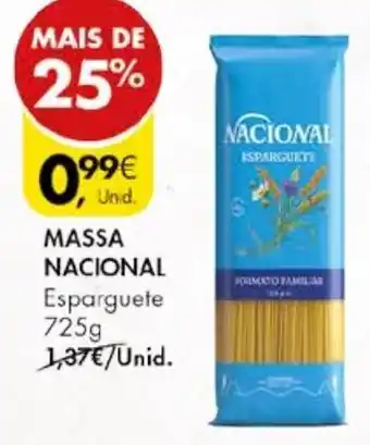Pingo Doce MASSA NACIONAL Esparguete 725g promoção