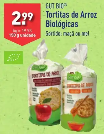 ALDI GUT BIO Tortitas de Arroz Biológicas Sortido: maçã ou mel 150g promoção