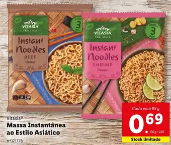 Lidl Vitasia Massa Instantânea ao Estilo Asiático Cada emb 85 g promoção