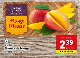 Lidl Vitasia Mousse de Manga Pack 2x80 g promoção