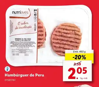 Lidl Hambúrguer de Peru Emb. 460 g promoção