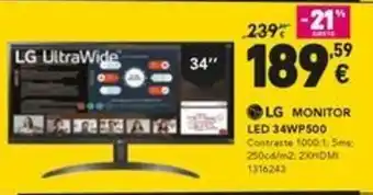 Radio Popular LG MONITOR LED 34WP500 promoção