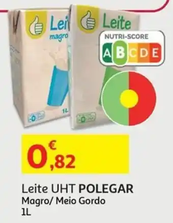 Auchan Leite UHT POLEGAR Magro/ Meio Gordo 1L promoção