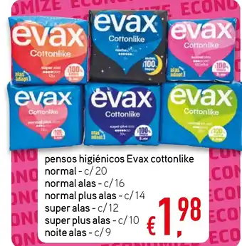 Bolama pensos higiénicos Evax cottonlike promoção