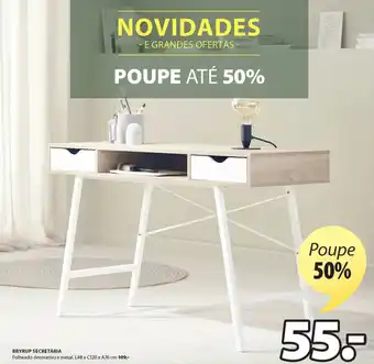 JYSK Bryrup Secretária Folheado Decorativo e Metal L48 x C120 x A76cm promoção