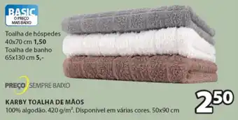 JYSK Preço Sempre Baixo Karby Toalha de Mãos 50x90cm promoção