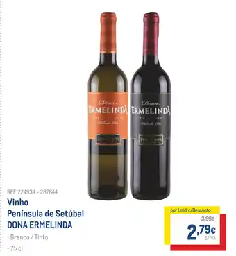 Makro Vinho Península de Setúbal DONA ERMELINDA 75CL promoção