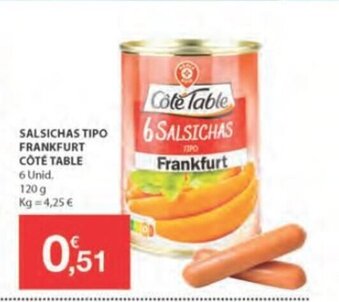 E.Leclerc Salsichas Tipo Frankfurt Côtê Table 120g promoção