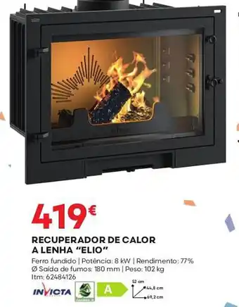 Bricomarché RECUPERADOR DE CALOR A LENHA "ELIO" promoção