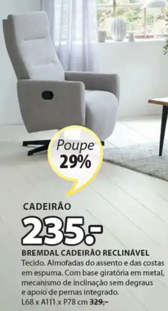 Bremdal Cadeirão Reclinável 68x111x78cm