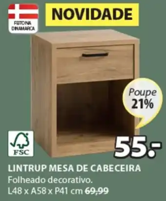 Lintrup Mesa de Cabeceira 48x58x41cm