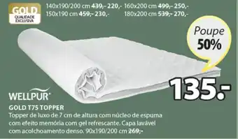 JYSK Wellpur Gold T75 Topper 90x190x200cm promoção