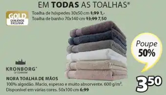 JYSK Kronborg Nora Toalha de Mãos 50x100cm promoção