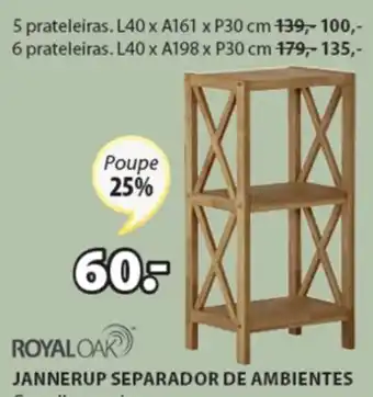 JYSK Royal Oak Jannerup Separador de Ambientes 3 Parateleiras 40x87x30cm promoção
