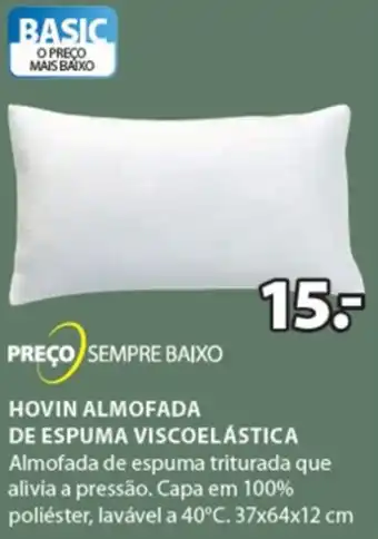 Preço Sempre Baixo Hovin Almofada de Espuma Viscoelástica 37x64x12cm