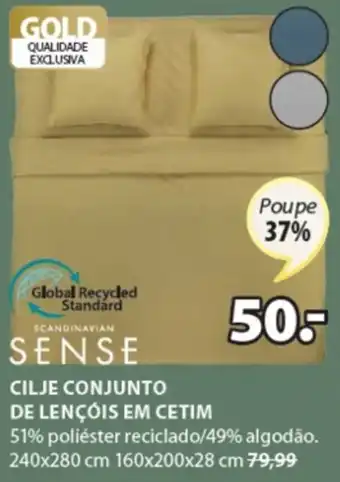 JYSK Sense Cilje Conjunto de Lençóis em Cetim 240x280cm promoção