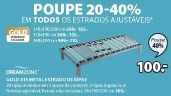 JYSK Dreamzone Gold A15 Metal Estrado de Ripas 90x190/200cm promoção