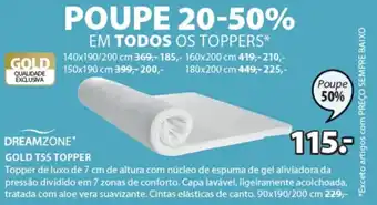 JYSK Dreamzone Gold T55 Topper 90x190/200cm promoção