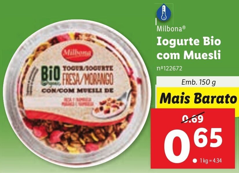 Promoção Iogurte Bio com Muesli 150g em Lidl