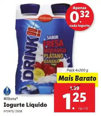Lidl Iogurte Líquido 4x200g promoção