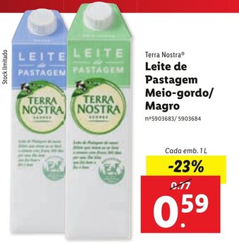 Lidl Leite de Pastagem Meio-gordo Magro 1L promoção