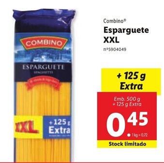 Lidl Esparguete XXL 500g + 125g promoção