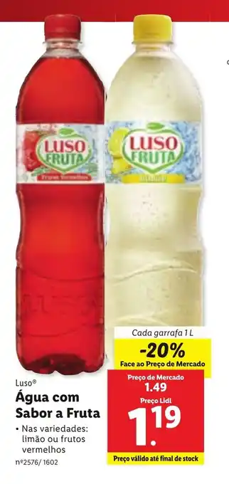 Lidl Água com Sabor s Fruta promoção