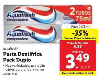 Lidl Aquafresh Pasta Dentífrica PAck Duplo 2x75ml promoção