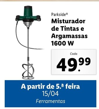 Lidl Parkside Misturador de Tintas e Argamassas 1600W promoção