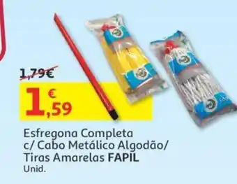 Auchan Esfregona Completa c/Cabo Metálico Algodão/ Tiras Amarelas Fapil promoção