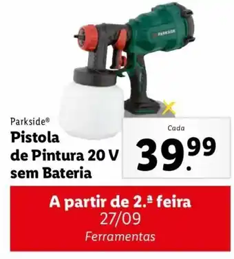 Lidl Parkside Pistola de Pintura 20V sem Bateria promoção
