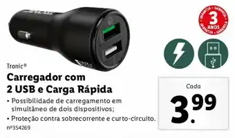 Lidl Tronic Carregador com 2 USB e Carga Ràpida promoção