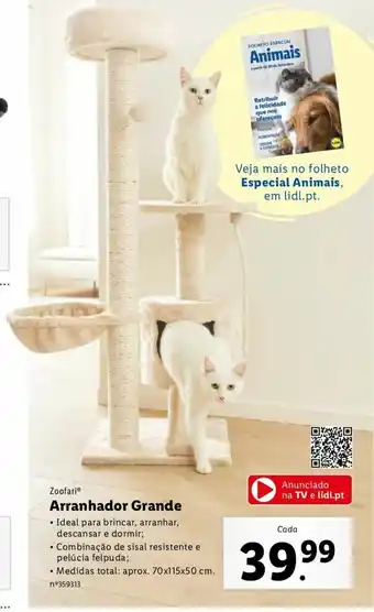 Lidl Zoofari Arranhador Grande 70x115x50cm promoção