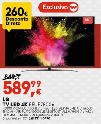 Worten LG TV LED 4K promoção