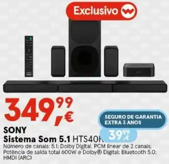 Worten SONY Sistema Som 5.1 promoção