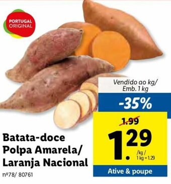 Lidl Batata-doce Polpa Amarela/Laranja Nacional 1kg promoção