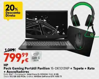 HP Pack Gaming Portátil Pavilion + Tapete + Rato + Auscultadores