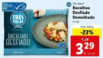 Lidl Três Velas Bacalhua Desfiado Demolhado 500g promoção