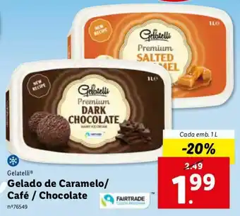Lidl Gelatelli Gelado de Caramelo/Café/Chocolate 1L promoção