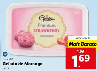 Lidl Gelatelli Gelado de Morango 1L promoção