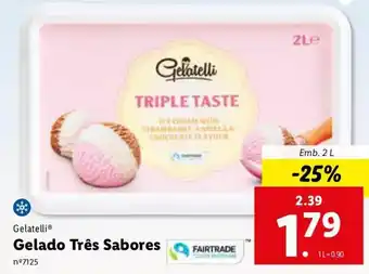 Lidl Gelatelli Gelado Três Sabores 2L promoção