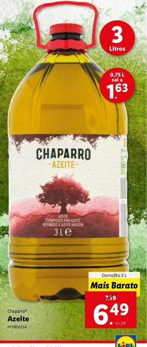 Lidl Chaparro Azeite 3L promoção