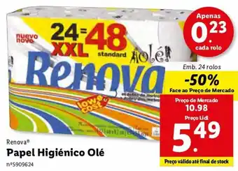 Lidl Renova Papel Higiénico Olé 24 Rolos promoção