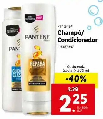 Lidl Pantene Champô/Condicionador 250ml/200ml promoção