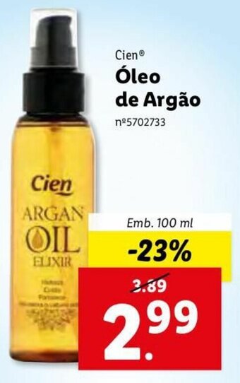 Lidl Cien Óleo de Argão 100ml promoção