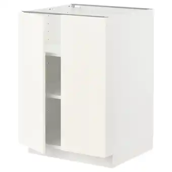 IKEA Metod Armário baixo c/prateleiras/2portas, branco/vallstena branco, 60x60 cm promoção