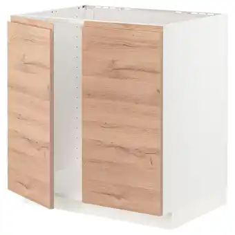 IKEA Metod Armário baixo p/lava-loiça+2portas, branco/voxtorp efeito carvalho, 80x60 cm promoção