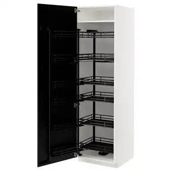 IKEA Metod Armário alto c/despensa extraível, branco/lerhyttan velatura preta, 60x60x200 cm promoção