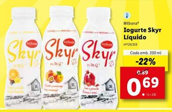 Lidl Milbona Iogurte Skyr Líquido 330ml promoção